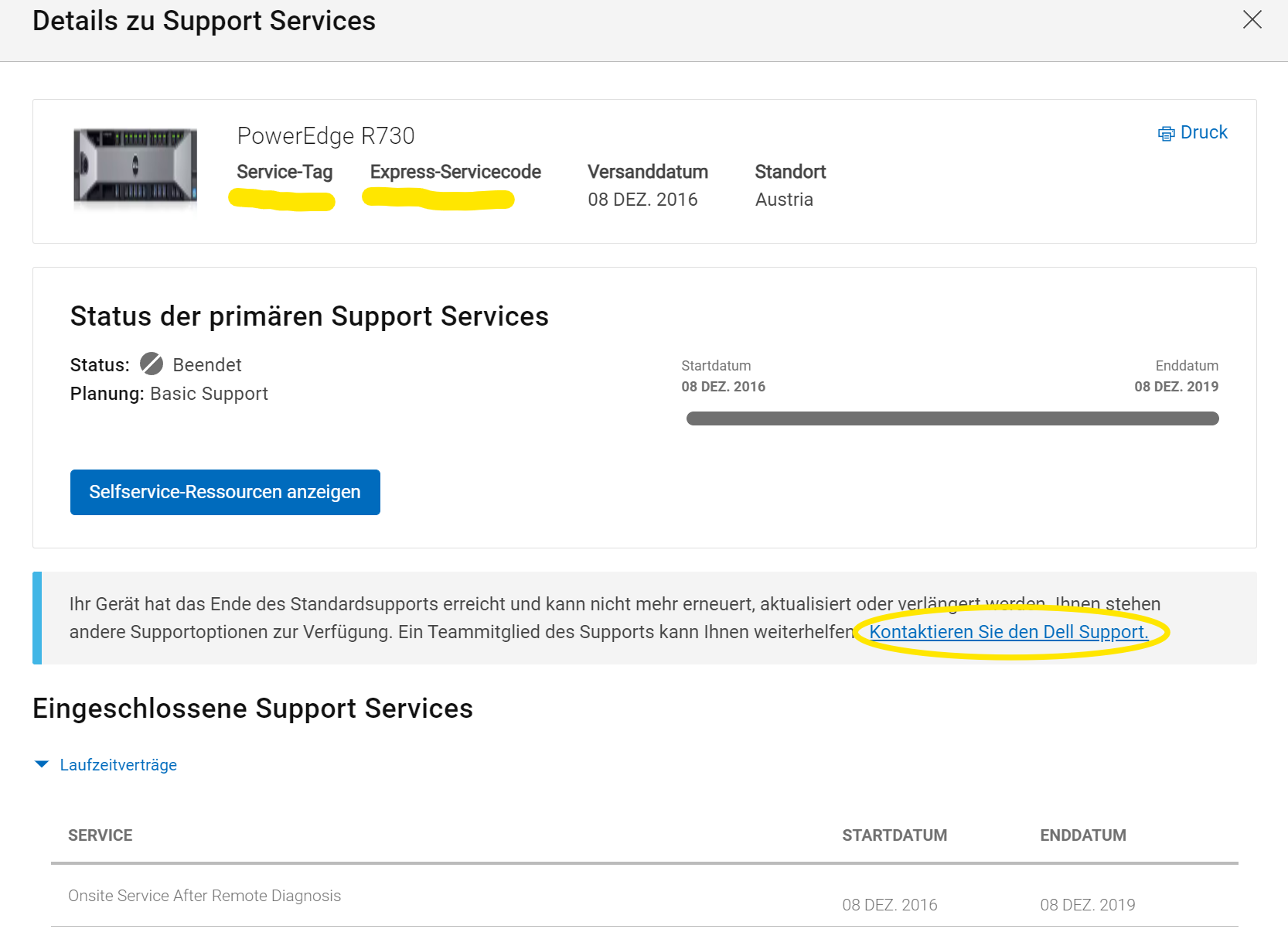 Dell Support Screenshot