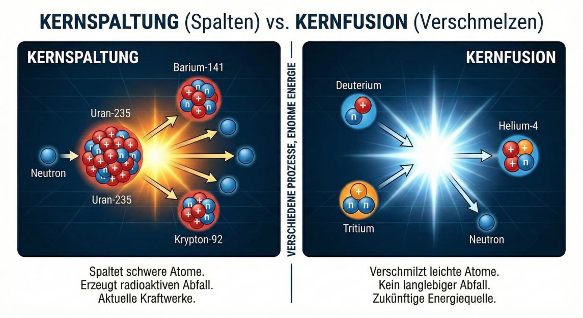 Kernspaltung vs Kernfusion