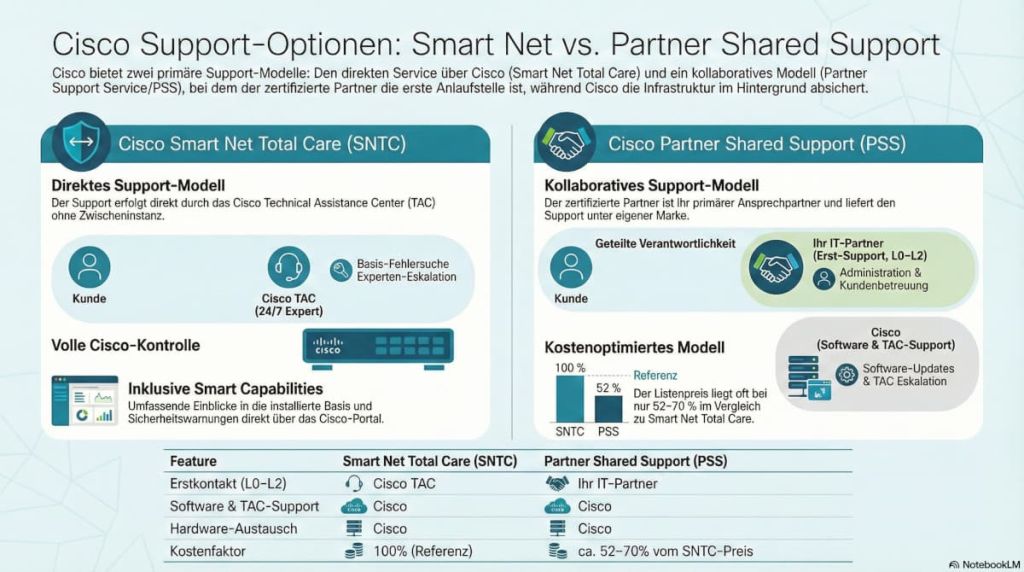 Cisco Support-Optionen: Smart Net vs. Partner Shared Support